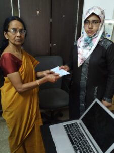 Engg student being awarded scholarship at Govt. engg College Trissur