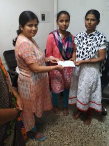 Student being awarded scholarship