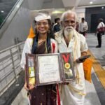 Gomathi in Graduation photo with Grandparent